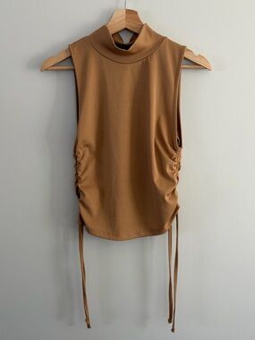 Revamped Mock Neck Ruched Side Tank Top